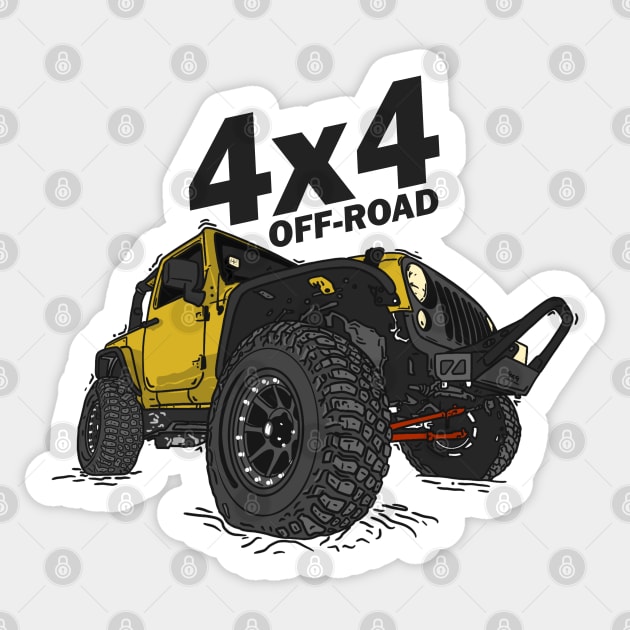 4x4 Off Road Jeep Yellow Sticker by 4x4 Sketch